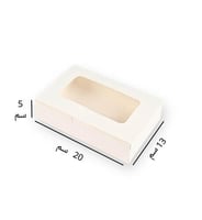 علب ورقية بيضاء للوجبات بغطاء متصل ونافذة شفافة لت...