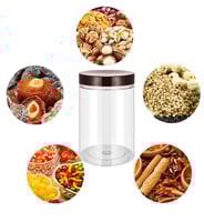 علبة بلاستيك بغطاء بني لحفظ البهارات والتوابل حجم...