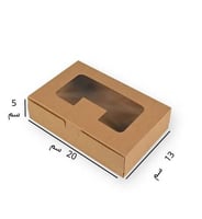 علب كرافت بني للوجبات بغطاء متصل ونافذة شفافة لتغل...