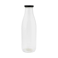 علبة زجاجية شفافة مع غطا أسود سعة 1 لتر/ العدد 6