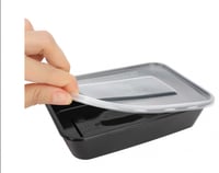 علب بلاستيك للمايكرويف مستطيل اسود 500 مل /عدد10عل...