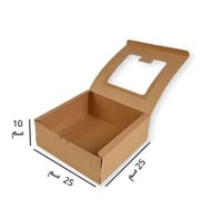 علب كرافت بني مربعة بغطاء شفاف للحلويات والفطائر م...