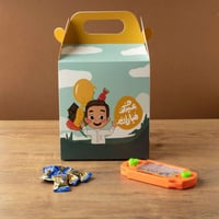 علب توزيعات العيد لون أخضر برسمات لطيفة" عيدكم مبا...