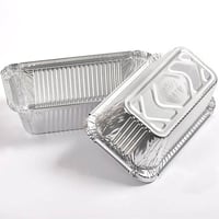 صحون ألمنيوم مستطيل مع الغطاء 670مل/العدد 50 صحن