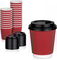 أكواب ورقية عنابي مموجة بدون غطاء 3 طبقات -8 أنز /...