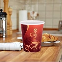 أكواب ورقية احمر كوفي تي - 7 أنز / العدد 50 كوب