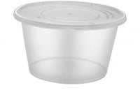 وعاء بلاستيك للميكروويف شفاف بغطاء دائري -20أنز/ال...