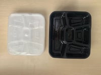 علب بلاستيك للميكروويف اسود بغطاء شفاف -5 أقسام/ال...