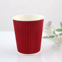 أكواب ورقية عنابي مموجة بدون غطاء 3 طبقات -12 أنز...