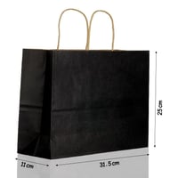 كيس ورق أسود عرضي بيد-31.5*25*12سم/12كيس