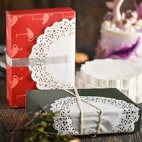 ورق دانتيل دائري أبيض متعدد الاستخدام 22 سم-العدد...