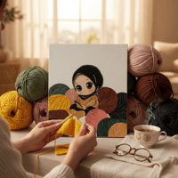 لوحة الكروشية الصفراء مع كيك