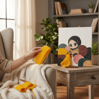 لوحة الكروشية الصفراء مع كيك