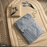 طقم مطرز سجاده إسفنج مبطن وشرشف وغلاف مصحف سماوي