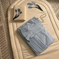 طقم مطرز سجاده إسفنج مبطن وشرشف وغلاف مصحف سماوي