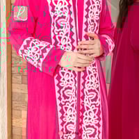 جلابية استقبال رمضانية بتطريز - وردي