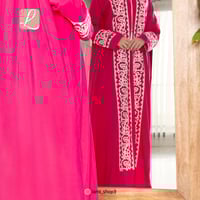 جلابية استقبال رمضانية بتطريز - وردي