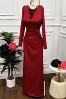 فستان ناعم برغندي