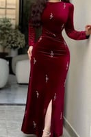 فستان ناعم - مخمل عودي