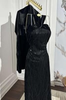 فستان سهرة - اسود شك يدوي