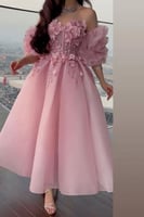 فستان سهرة - قصير زهري