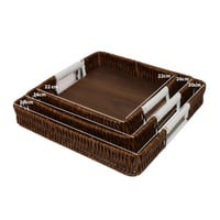 طقم تباسي خشب بخزف بني مربع 3ح