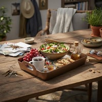 صحن تقديم أكريلك مستطيل لون بني بقاعدة شفاف - AL-1...