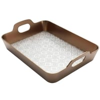 صحن تقديم أكريلك مستطيل لون بني بقاعدة شفاف - AL-1...