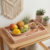 صحن تقديم بلاستيك مستطيل بتصميم خشبي - AL-11745-3