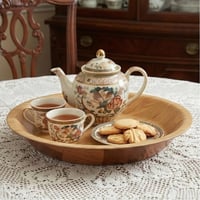 صحن تقديم خشبي دائري - AL-11810