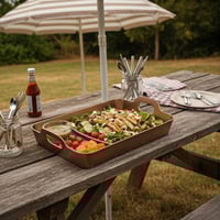 صحن تقديم أكريلك مستطيل لون بني بقاعدة شفاف - AL-1...