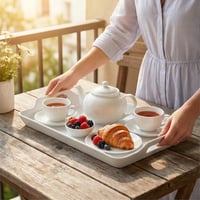 صحن تقديم ميلامين مستطيل ابيض - YL-072018