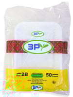 صحون بلاستيك ثري بي مستطيلة مقاس2 - عدد 50حبة