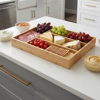 صحن تقديم خشبي مستطيل مقسم - A - 11276