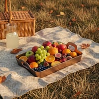 صحن تقديم أكريلك مستطيل لون بني بقاعدة شفاف - AL-1...