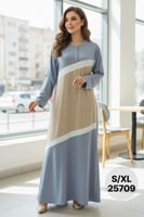 قميص نسائي شتوي ناعم لونين ببيج وكحلي مع كشكش - مو...