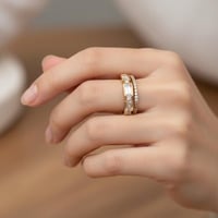 خاتم نسائي رقيق مطلي بالذهب عيار 18 قيراط موديل R1...