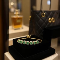 اسورة نسائية رقيقة بكرستالات خضراء مطلية ذهب عيار...