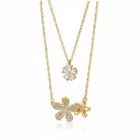 قلادة نسائية مطلية ذهب عيار 18 قيراط تصميم شكل ورو...