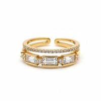 خاتم نسائي رقيق مطلي بالذهب عيار 18 قيراط موديل R1...