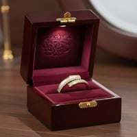 خاتم نسائي مزين بالزيراكون والكريستالات مطلي بالذه...