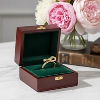 خاتم نسائي رقيق شكل فيونكة مطلي بالذهب عيار 18 قير...