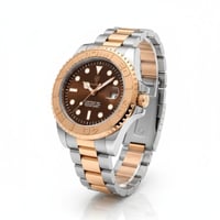 ساعة رجالية فاخرة لون فضي ذهبي تصميم مستوحى عالمي...