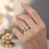 خاتم نسائي مزين بالزيراكون والكريستالات مطلي بالذه...