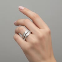 خاتم نسائي مزين بالزيراكون والكريستالات مصنوع من ا...