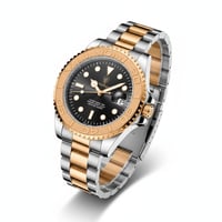 ساعة رجالية فاخرة لون فضي ذهبي تصميم مستوحى عالمي...