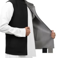 سديري شتوي رجالي دبل فيس اسود مع رمادي