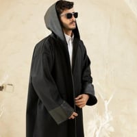 فروة شتوية قماش جوخ مع جلد على الاطراف