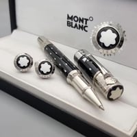 طقم قلم مونت بلانك أسود + كبك متناسق