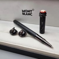 طقم قلم مونت بلانك أسود + كبك متناسق